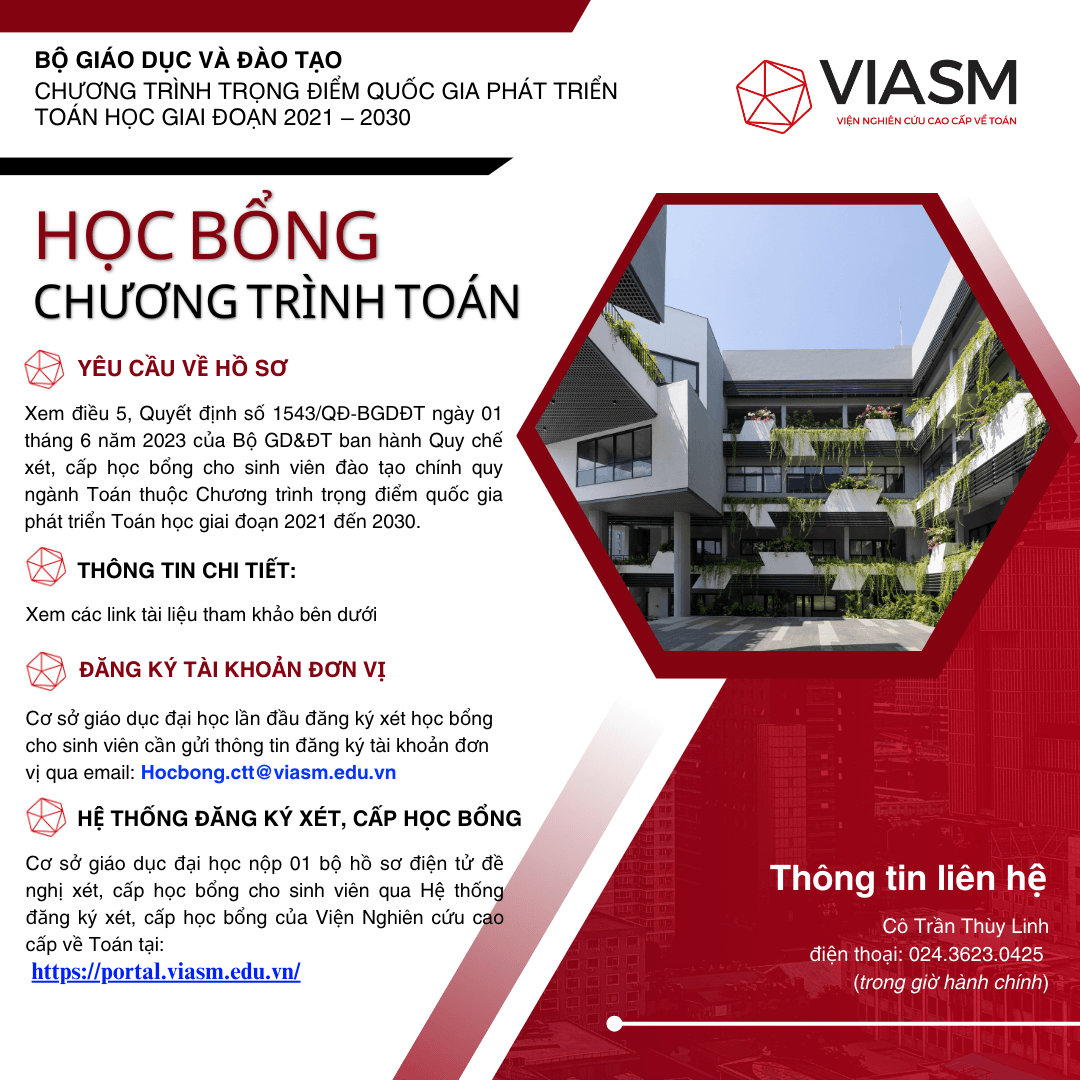Thông tin học bổng Chương trình Toán năm học 2026-2027